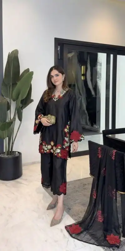 ZSR 3171 Black Color Roman Silk Salwar Suit with Embroidery Work. Available at ₹2449 only. Delivery 4-6 Working Days. Shop now. | Jump Suits, Salwar suit, Casual Suits, Creative suits, Designer Suits, Palazzo Suits, Party Wear Suits, Patiala Suits, Straight Suits