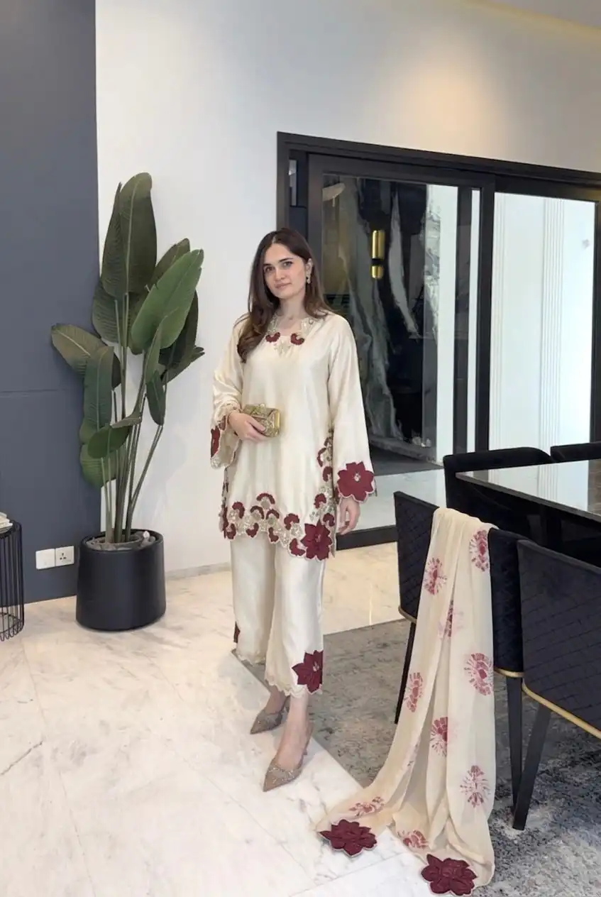 ZSR 3171 Cream Color Roman Silk Salwar Suit with Embroidery Work. Available at ₹2449 only. Delivery 4-6 Working Days. Shop now. | Jump Suits, Salwar suit, Casual Suits, Creative suits, Designer Suits, Palazzo Suits, Party Wear Suits, Patiala Suits, Straight Suits