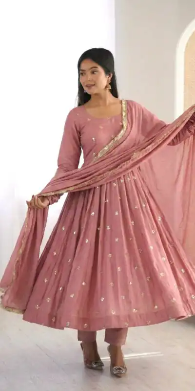 Shiny Peach Roman Silk Embroidery Work Salwar Suit | Jump Suits, Salwar suit, Casual Suits, Creative suits, Designer Suits, Palazzo Suits, Party Wear Suits, Patiala Suits, Straight Suits