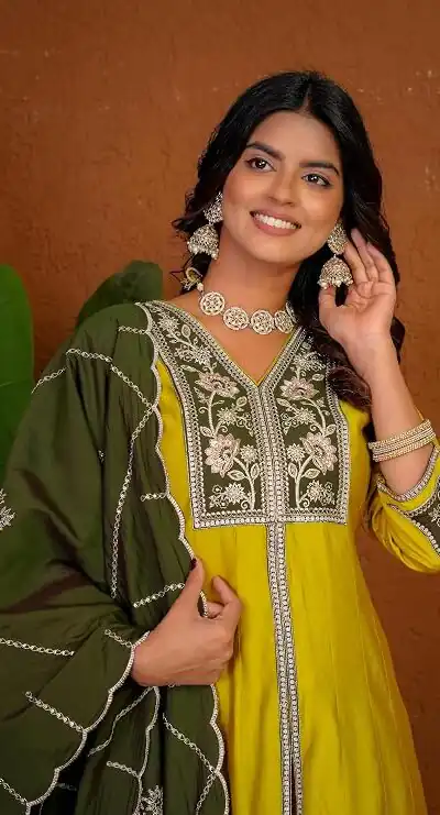 DIVA 152 Yellow Color Roman Silk Salwar Suit with Embroidery Work. Available at ₹2399 only. Delivery 4-6 Working Days. Shop now. | Jump Suits, Salwar suit, Casual Suits, Creative suits, Designer Suits, Palazzo Suits, Party Wear Suits, Patiala Suits, Straight Suits