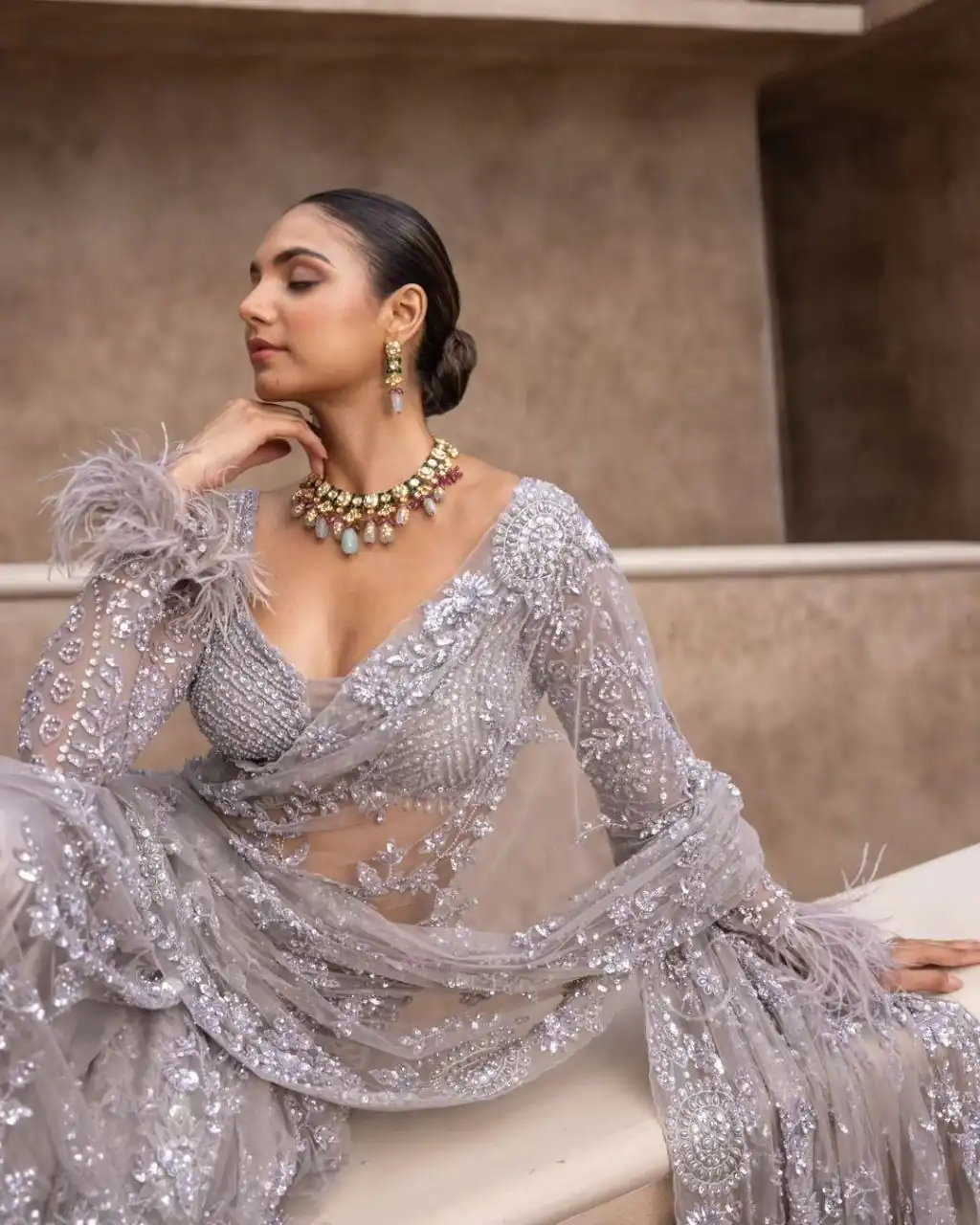 Silver Nylon Net Malty & Sequence Saree | Sarees, Bollywood Sarees, Creative Sarees, Designer Sarees, Embroidered Sarees, Ethnic Saree, Modern Digital sarees, Party Wear Sarees