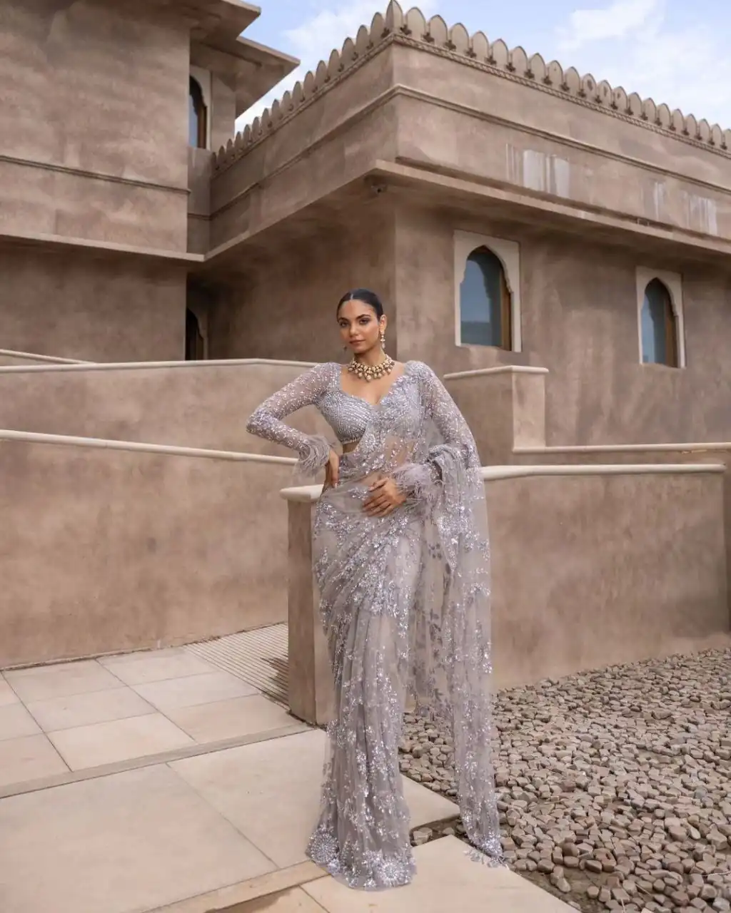 Silver Nylon Net Malty & Sequence Saree | Sarees, Bollywood Sarees, Creative Sarees, Designer Sarees, Embroidered Sarees, Ethnic Saree, Modern Digital sarees, Party Wear Sarees