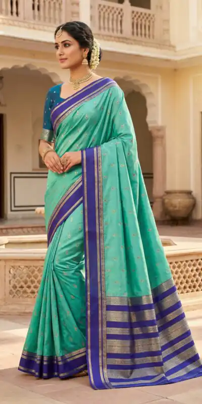 Sky Blue Banarasi Silk Zari Work Saree | Sarees, Bollywood Sarees, Creative Sarees, Designer Sarees, Embroidered Sarees, Ethnic Saree, Modern Digital sarees, Party Wear Sarees