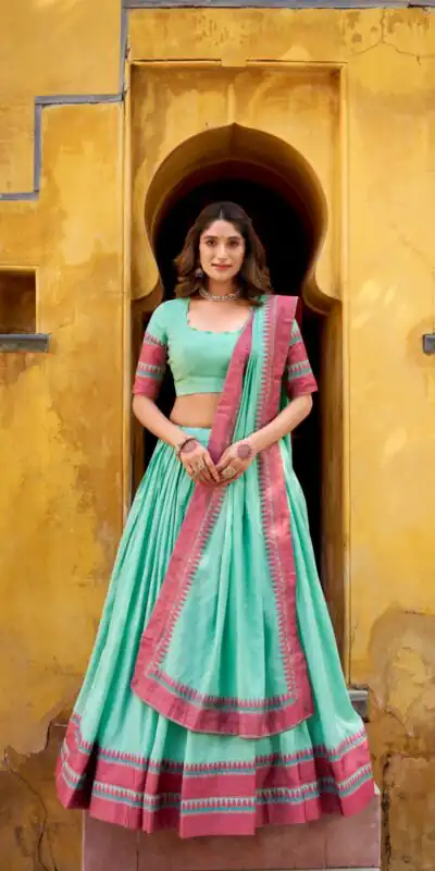 Sky Blue Chanderi Embroidery Work Lehenga Choli | Lehenga, Bollywood Lehenga, Creative Lehenga, Designer Lehenga, Embroidered Lehenga, Party Wear Lehenga