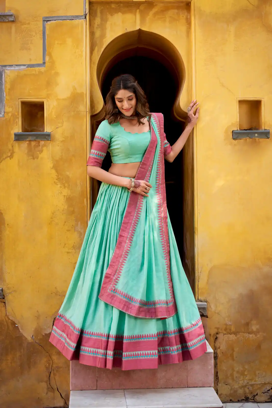Sky Blue Chanderi Embroidery Work Lehenga Choli | Lehenga, Bollywood Lehenga, Creative Lehenga, Designer Lehenga, Embroidered Lehenga, Party Wear Lehenga