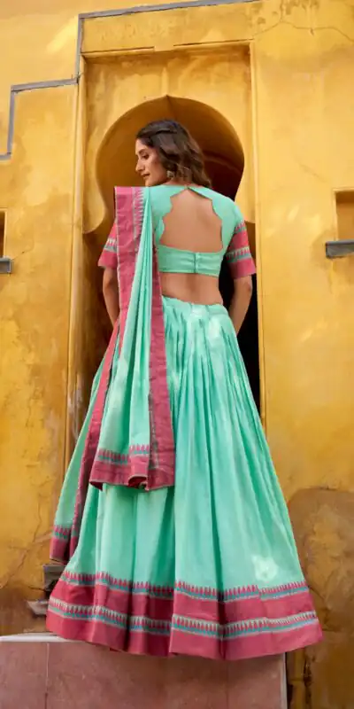 Sky Blue Chanderi Embroidery Work Lehenga Choli | Lehenga, Bollywood Lehenga, Creative Lehenga, Designer Lehenga, Embroidered Lehenga, Party Wear Lehenga