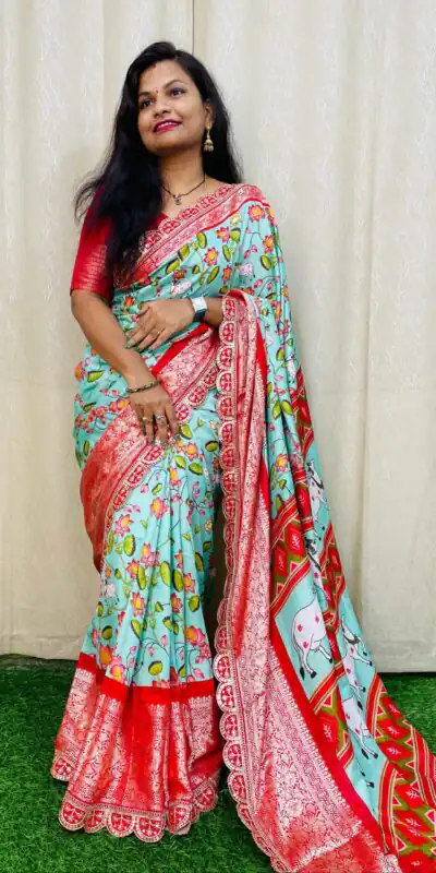 Sky Blue Dola Silk With Zari Weaving Border Saree | Sarees, Bollywood Sarees, Creative Sarees, Designer Sarees, Embroidered Sarees, Ethnic Saree, Modern Digital sarees, Party Wear Sarees