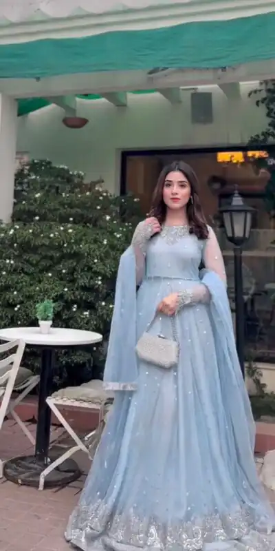 Sky Blue Faux Georgette Sequence Work Lehenga Choli | Lehenga, Bollywood Lehenga, Creative Lehenga, Designer Lehenga, Embroidered Lehenga, Party Wear Lehenga