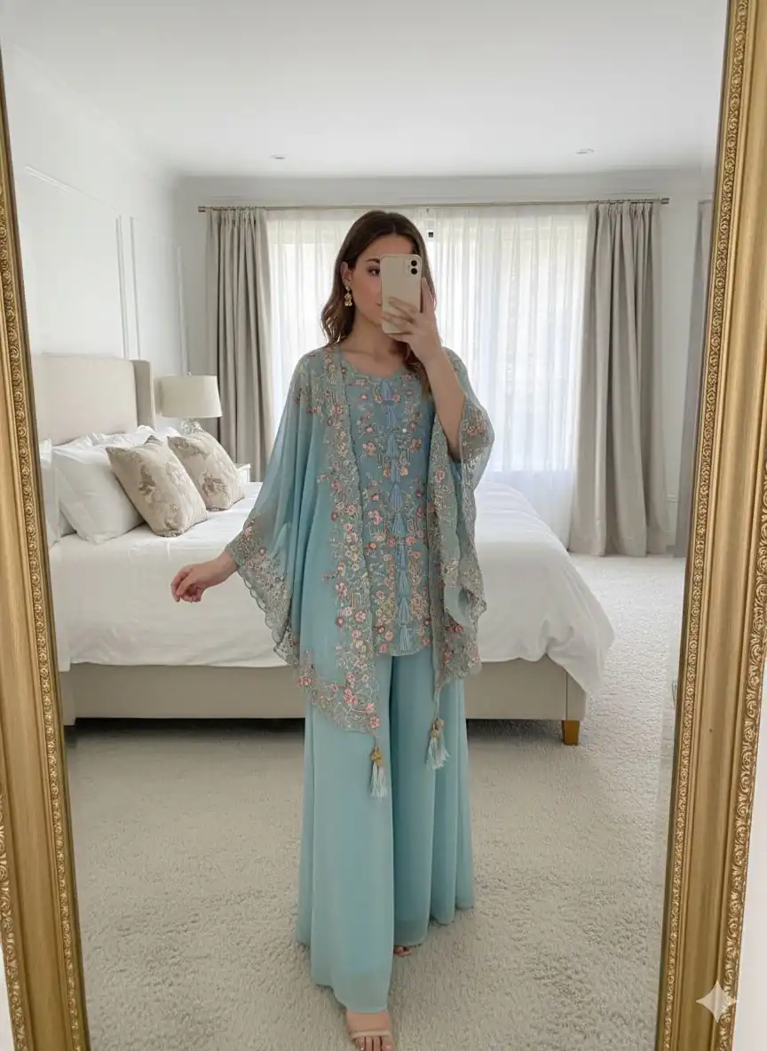 Sky Blue Faux Georgette With Embroidery Work Salwar Suit | Jump Suits, Salwar suit, Casual Suits, Creative suits, Designer Suits, Palazzo Suits, Party Wear Suits, Patiala Suits, Straight Suits