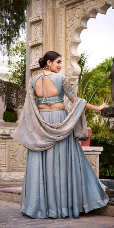 Sky Blue Fendi Sequins Work Lehenga Choli | Lehenga, Bollywood Lehenga, Creative Lehenga, Designer Lehenga, Embroidered Lehenga, Party Wear Lehenga
