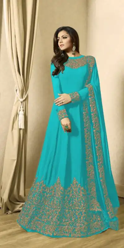 Sky Blue Georgette Cording Sharara Suit | Jump Suits, Salwar suit, Casual Suits, Creative suits, Designer Suits, Palazzo Suits, Party Wear Suits, Patiala Suits, Straight Suits