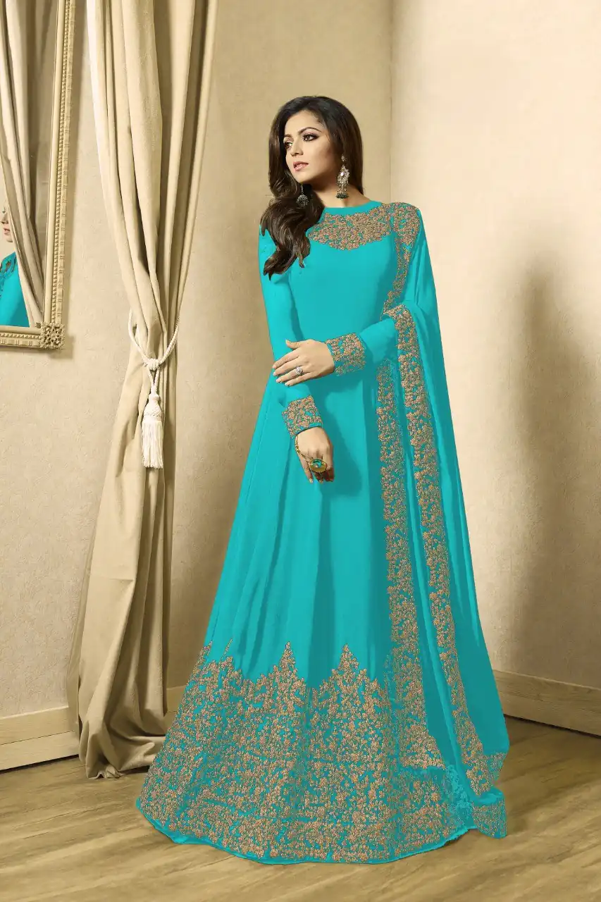 Sky Blue Georgette Cording Sharara Suit | Jump Suits, Salwar suit, Casual Suits, Creative suits, Designer Suits, Palazzo Suits, Party Wear Suits, Patiala Suits, Straight Suits