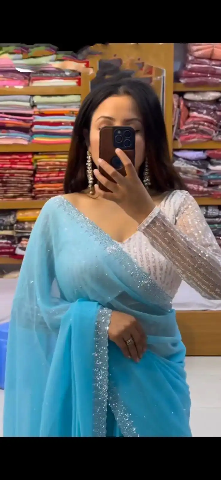 Sky Blue Georgette Hot Fix Stone Work Saree | Sarees, Bollywood Sarees, Creative Sarees, Designer Sarees, Embroidered Sarees, Ethnic Saree, Modern Digital sarees, Party Wear Sarees