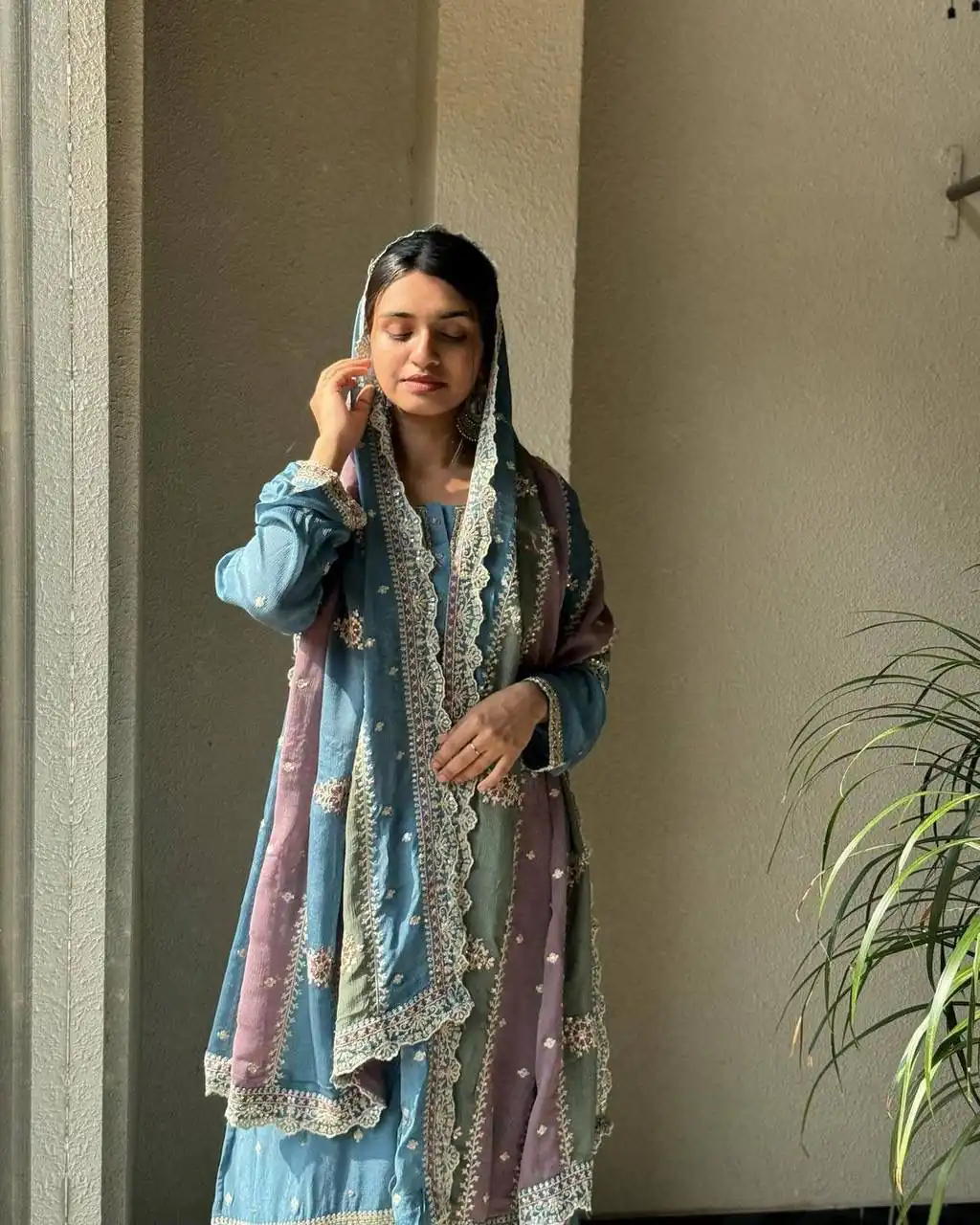 Sky Blue Georgette Sequins Work Embroidery Slawar Suit | Salwar suit, Casual Suits, Creative suits, Designer Suits, Palazzo Suits, Party Wear Suits, Patiala Suits, Straight Suits