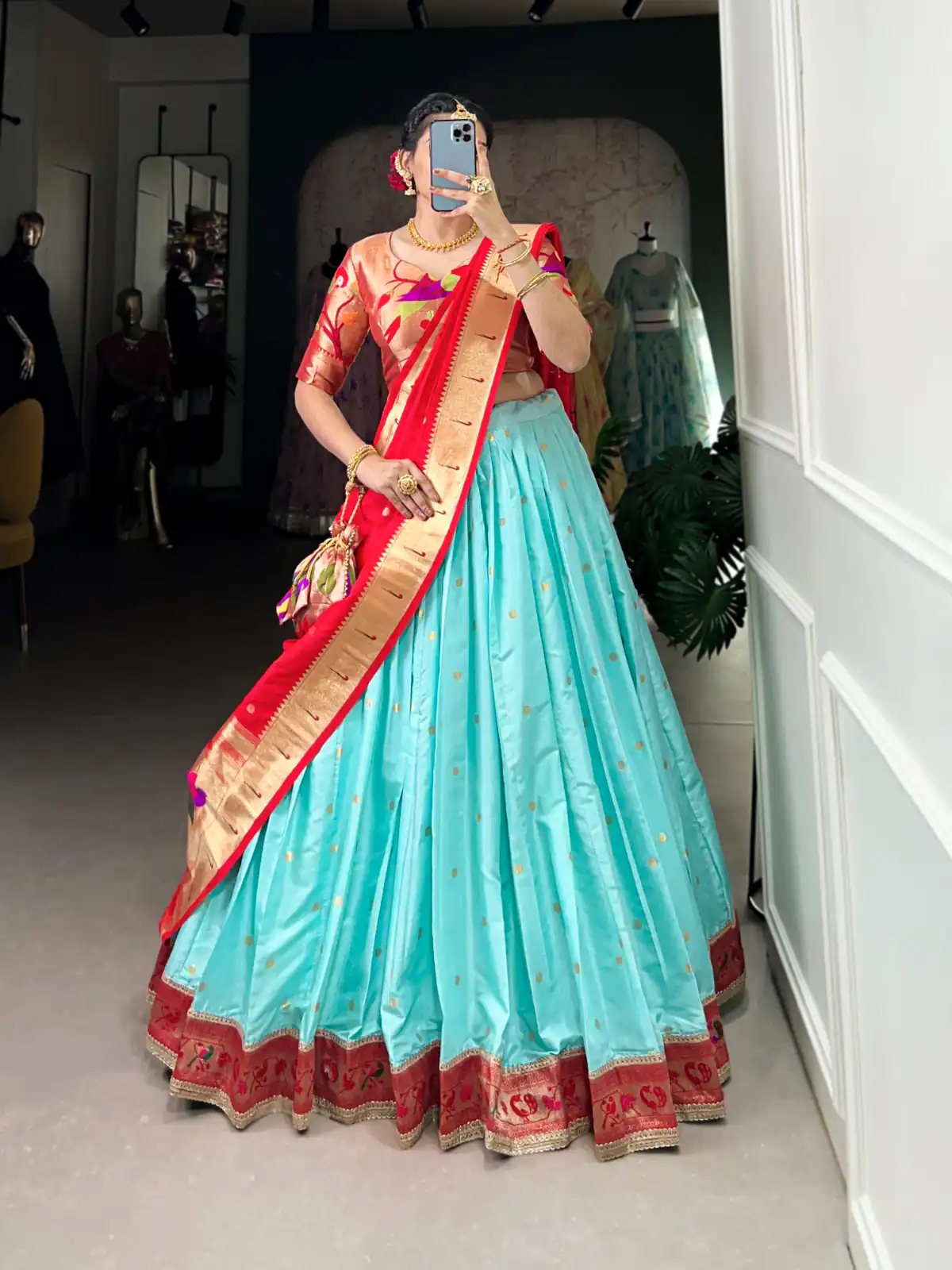 Sky Blue Jacquard Weaving Lehenga Choli | Lehenga, Bollywood Lehenga, Creative Lehenga, Designer Lehenga, Embroidered Lehenga, Party Wear Lehenga