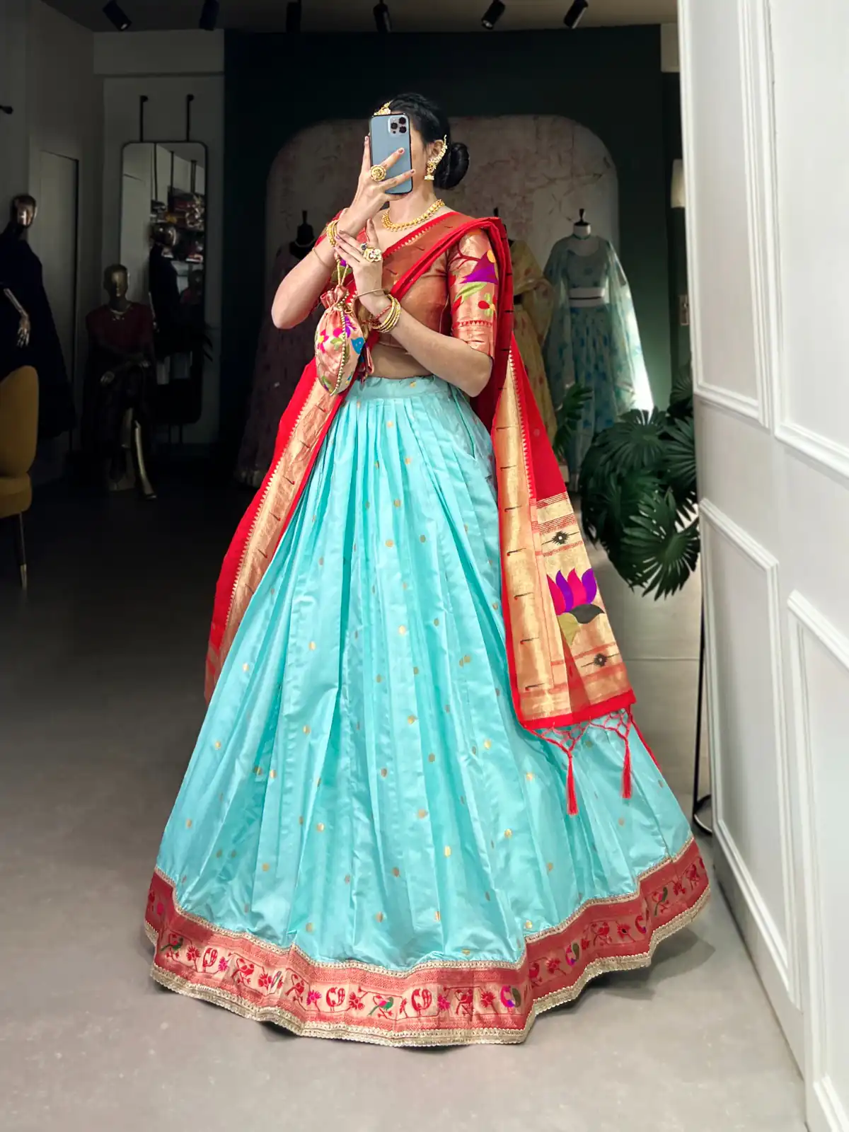 Sky Blue Jacquard Weaving Lehenga Choli | Lehenga, Bollywood Lehenga, Creative Lehenga, Designer Lehenga, Embroidered Lehenga, Party Wear Lehenga