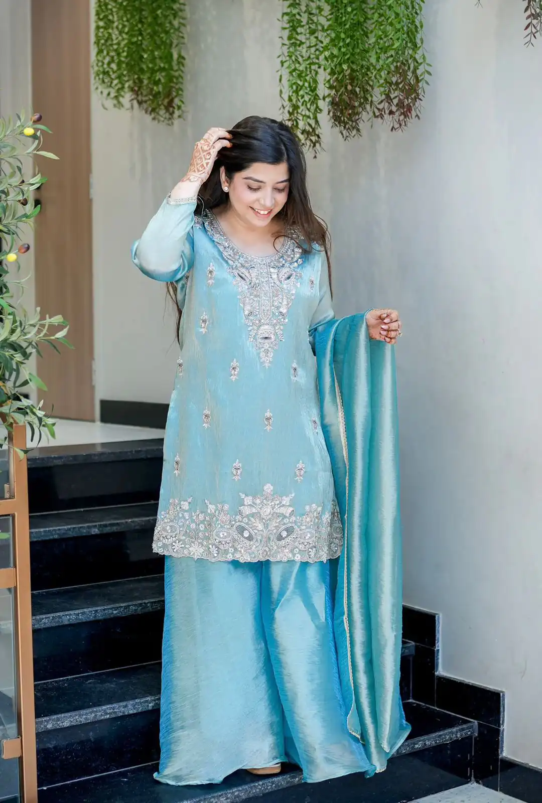 Sky Blue Jimmy Choo Embroidery Lace Work Salwar Suit | Jump Suits, Salwar suit, Casual Suits, Creative suits, Designer Suits, Palazzo Suits, Party Wear Suits, Patiala Suits, Straight Suits