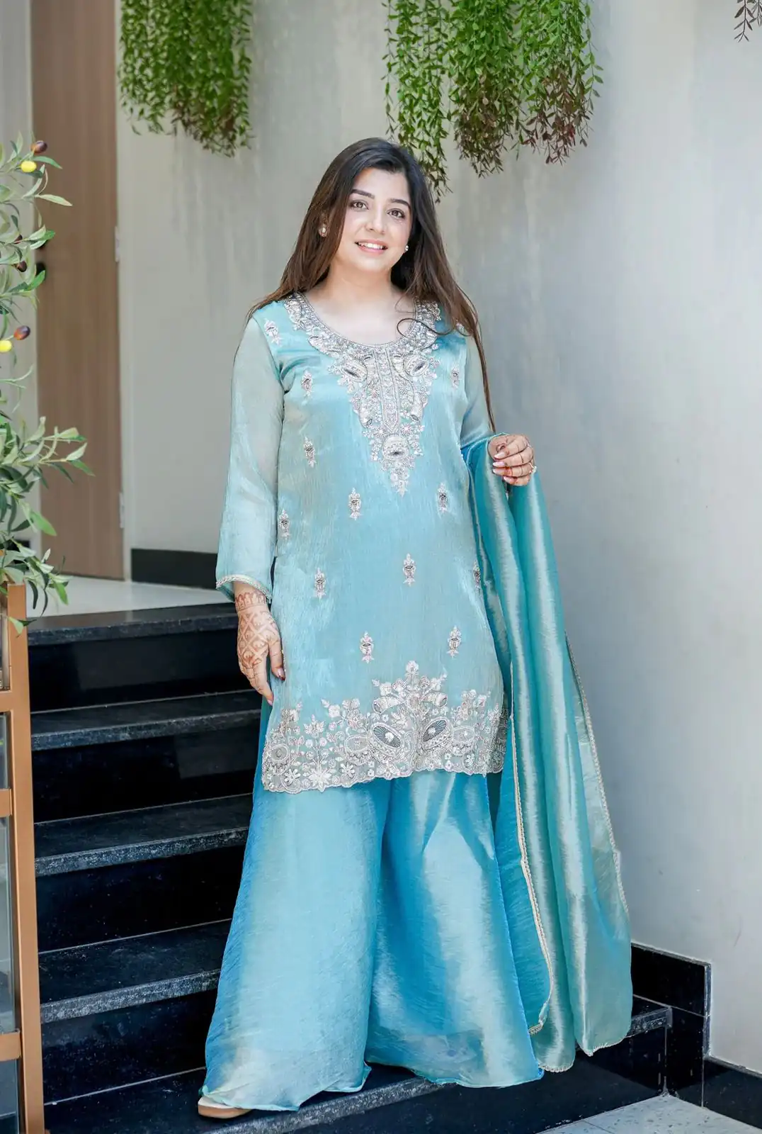 Sky Blue Jimmy Choo Embroidery Lace Work Salwar Suit | Jump Suits, Salwar suit, Casual Suits, Creative suits, Designer Suits, Palazzo Suits, Party Wear Suits, Patiala Suits, Straight Suits
