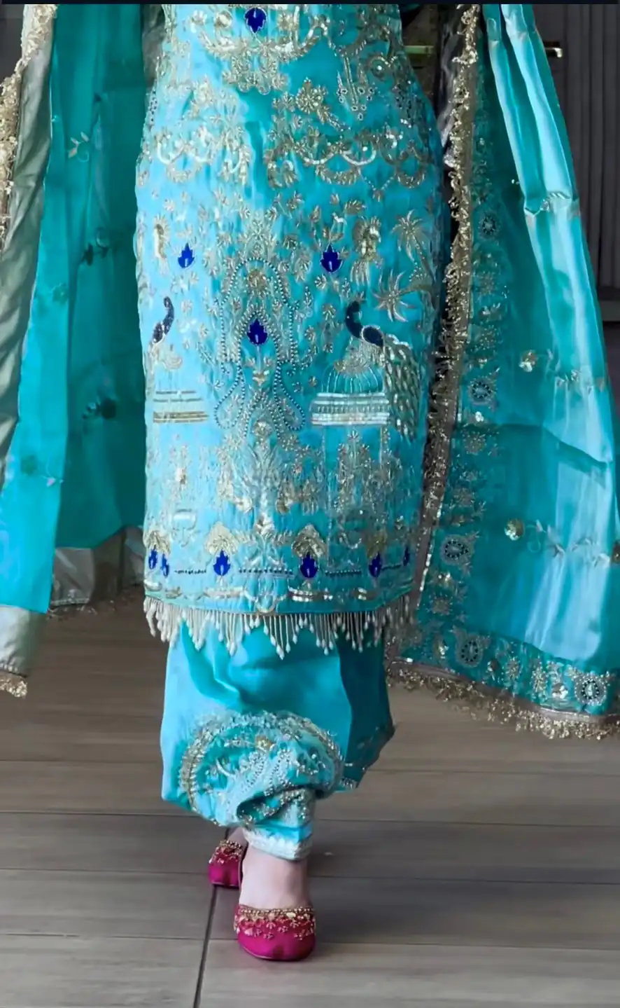 Sky Blue Natural Crep Embroidery Work Salwar Suit | Jump Suits, Salwar suit, Casual Suits, Creative suits, Designer Suits, Palazzo Suits, Party Wear Suits, Patiala Suits, Straight Suits