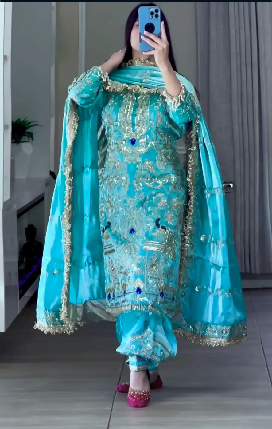 Sky Blue Natural Crep Embroidery Work Salwar Suit | Jump Suits, Salwar suit, Casual Suits, Creative suits, Designer Suits, Palazzo Suits, Party Wear Suits, Patiala Suits, Straight Suits