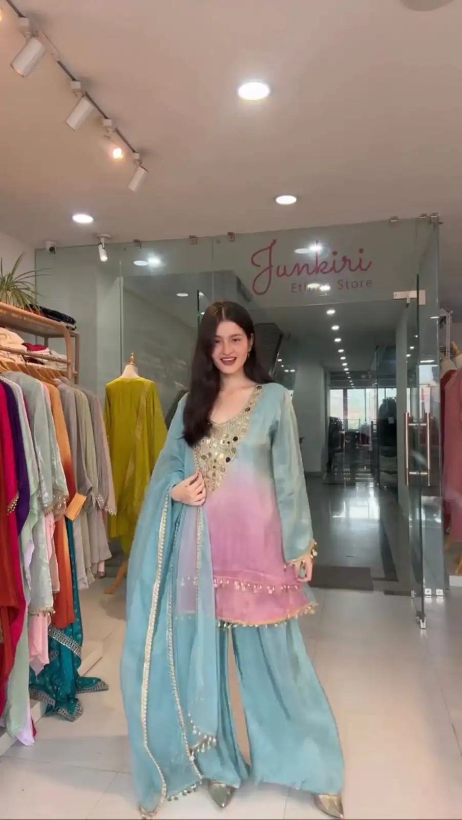Sky Blue Printed Crape Silk Mirror Work Salwar Suit | Jump Suits, Tops & Bottoms, Track Suits, Salwar suit, Casual Suits, Creative suits, Designer Suits, Palazzo Suits, Party Wear Suits, Patiala Suits, Straight Suits, Trendy Wear