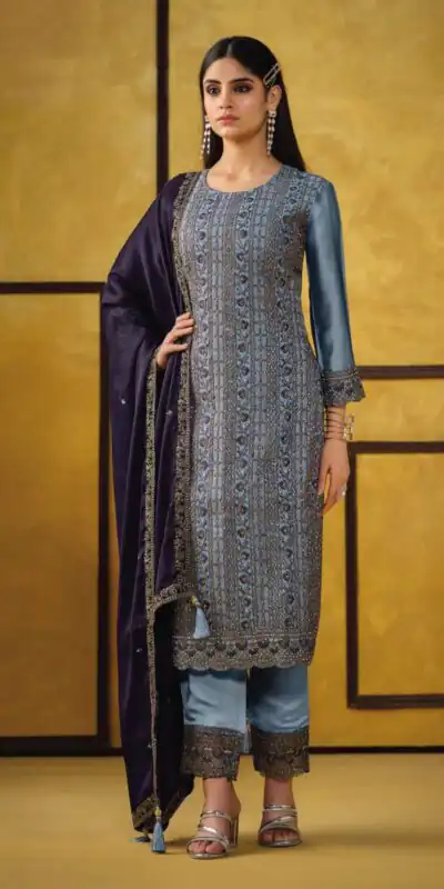 Sky Blue Rangoli Coding Sequence Work Salwar Suit | Jump Suits, Salwar suit, Casual Suits, Creative suits, Designer Suits, Palazzo Suits, Party Wear Suits, Patiala Suits, Straight Suits