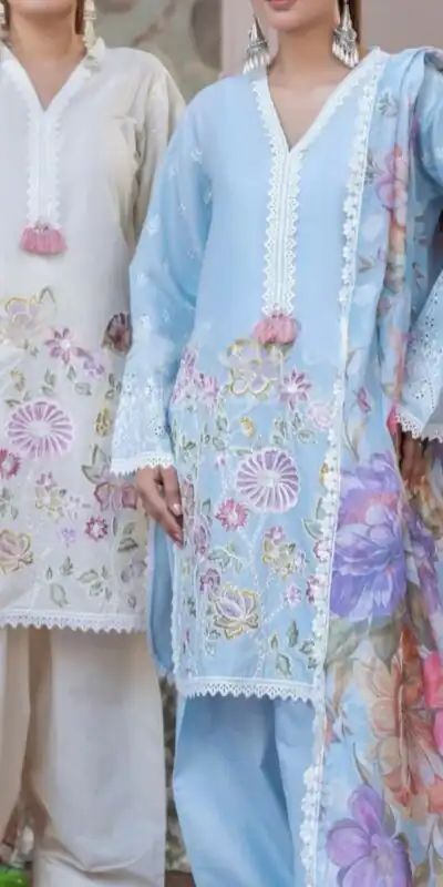 Sky Blue Roman Silk Embroidery Work Salwar Suit | Jump Suits, Salwar suit, Casual Suits, Creative suits, Designer Suits, Palazzo Suits, Party Wear Suits, Patiala Suits, Straight Suits