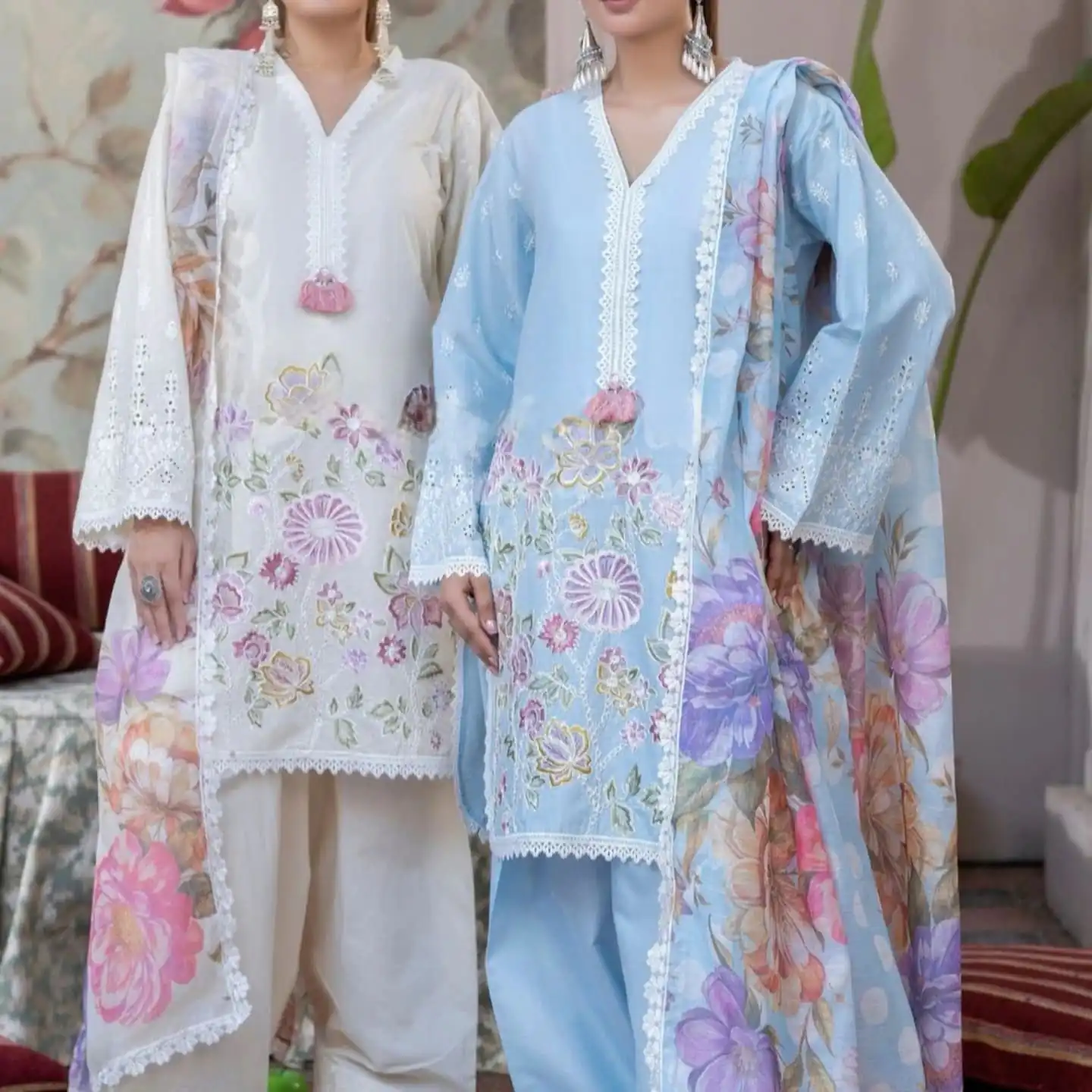 Sky Blue Roman Silk Embroidery Work Salwar Suit | Jump Suits, Salwar suit, Casual Suits, Creative suits, Designer Suits, Palazzo Suits, Party Wear Suits, Patiala Suits, Straight Suits
