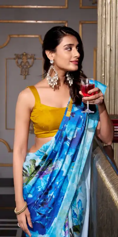 Sky Blue Satin Silk Printed Saree | Sarees, Bollywood Sarees, Creative Sarees, Designer Sarees, Embroidered Sarees, Ethnic Saree, Modern Digital sarees, Party Wear Sarees