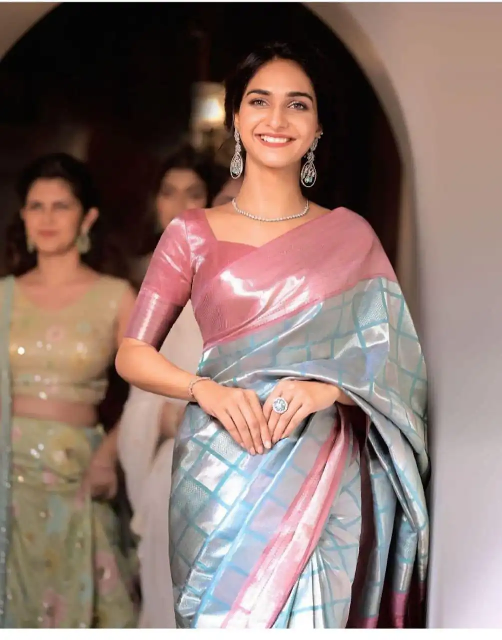 Sky Blue Soft Lichi Silk All Over Saree | Sarees, Bollywood Sarees, Creative Sarees, Designer Sarees, Embroidered Sarees, Ethnic Saree, Modern Digital sarees, Party Wear Sarees