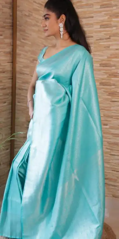 Sky Blue Soft Lichi Silk Lace Work Border Saree | Sarees, Bollywood Sarees, Creative Sarees, Designer Sarees, Embroidered Sarees, Ethnic Saree, Modern Digital sarees, Party Wear Sarees