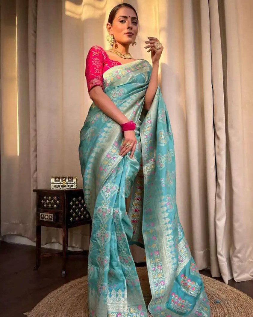 Sky Blue Soft Litchi Silk Kubera Pattu On All Over Saree | Sarees, Bollywood Sarees, Creative Sarees, Designer Sarees, Embroidered Sarees, Ethnic Saree, Modern Digital sarees, Party Wear Sarees