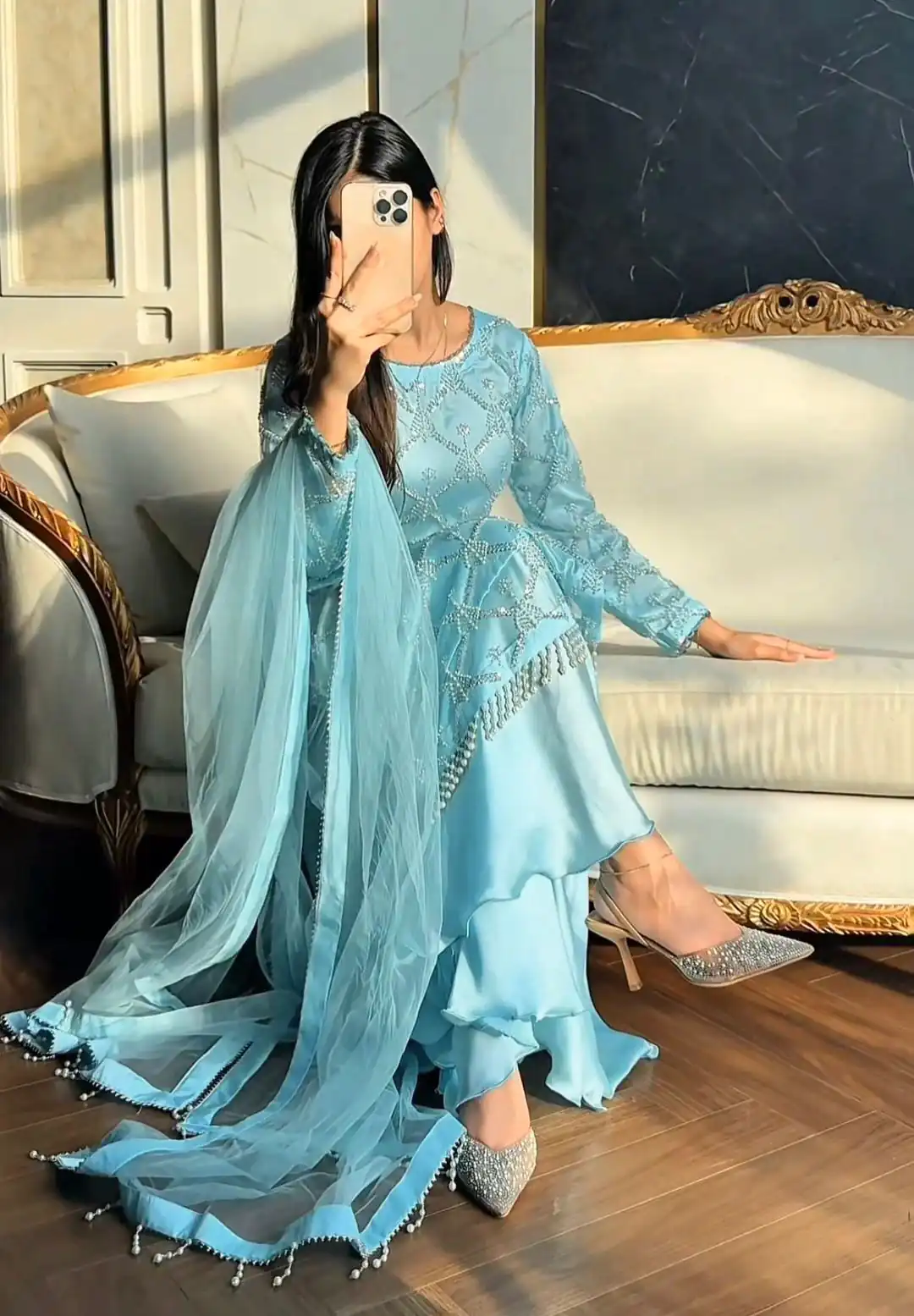 Sky Blue Soft Net Lace Embroidery Work Salwar Suit | Jump Suits, Salwar suit, Casual Suits, Creative suits, Designer Suits, Palazzo Suits, Party Wear Suits, Patiala Suits, Straight Suits