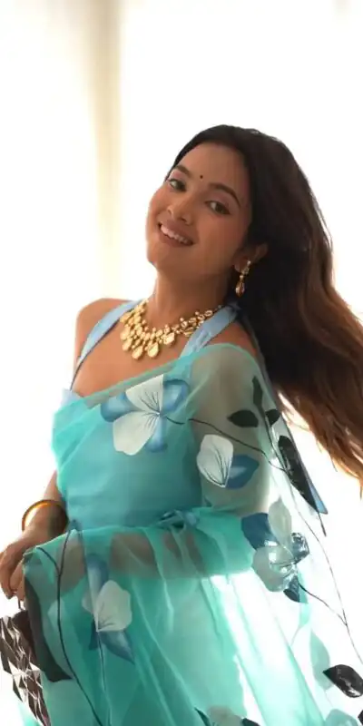 Sky Blue Soft Organza Silk Ready To Wear Saree | Sarees, Bollywood Sarees, Creative Sarees, Designer Sarees, Embroidered Sarees, Ethnic Saree, Modern Digital sarees, Party Wear Sarees