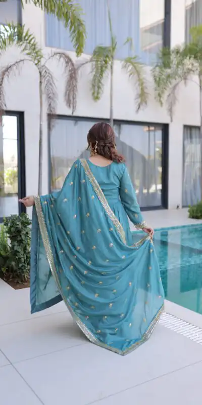 Sky Blue Super Silk Sequins Embroidery Work Salwar Suit | Jump Suits, Salwar suit, Casual Suits, Creative suits, Designer Suits, Palazzo Suits, Party Wear Suits, Patiala Suits, Straight Suits