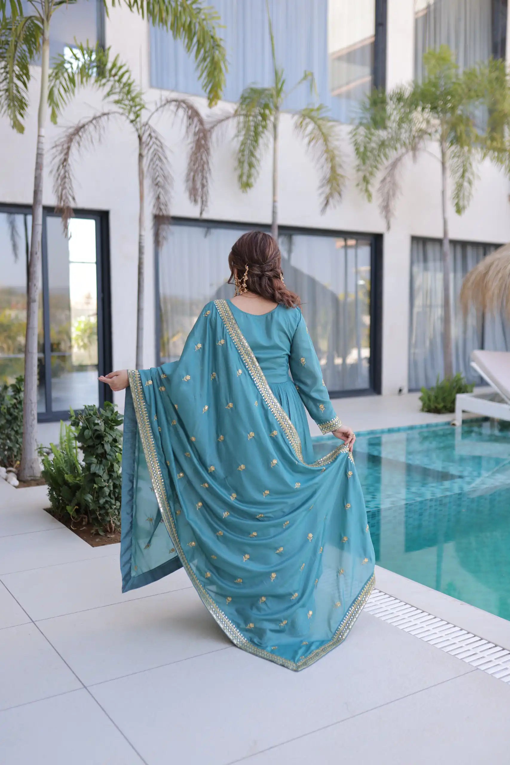 Sky Blue Super Silk Sequins Embroidery Work Salwar Suit | Jump Suits, Salwar suit, Casual Suits, Creative suits, Designer Suits, Palazzo Suits, Party Wear Suits, Patiala Suits, Straight Suits
