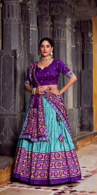 Sky Blue Tasar Silk Sequins Embroidery Work Lehenga Choli | Lehenga, Bollywood Lehenga, Creative Lehenga, Designer Lehenga, Embroidered Lehenga, Party Wear Lehenga