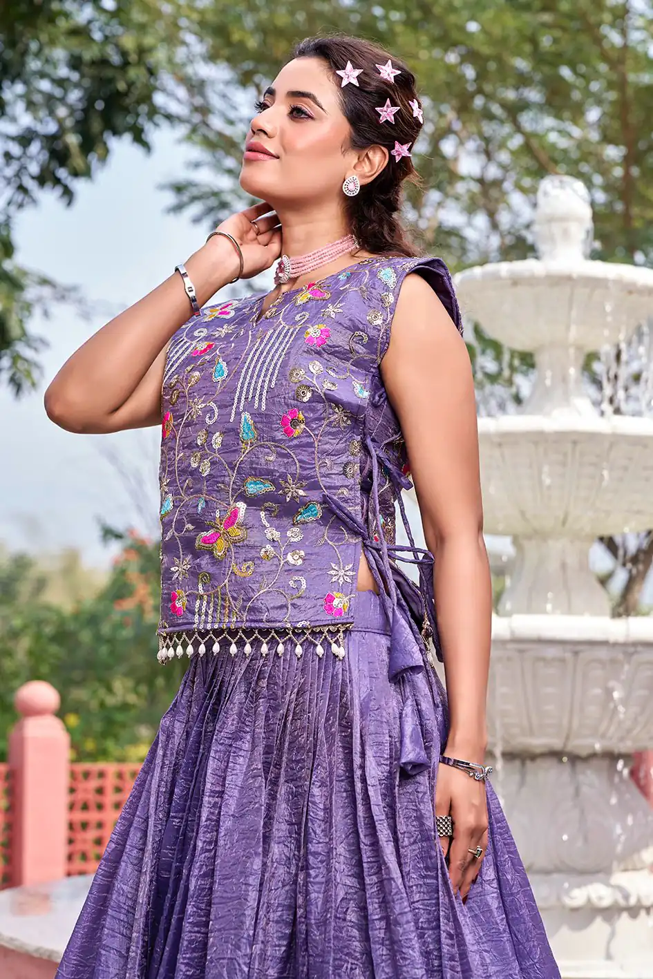 Solid Lavender Gold Crush Embroider Work Lehenga Choli | Lehenga, Bollywood Lehenga, Creative Lehenga, Designer Lehenga, Embroidered Lehenga, Party Wear Lehenga