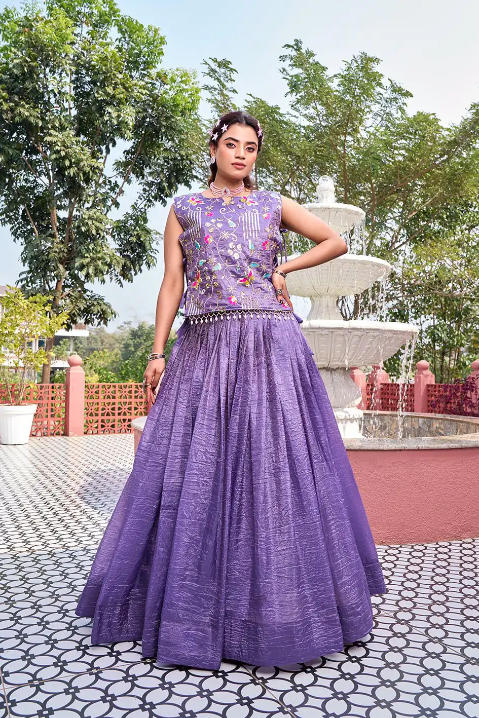 Solid Lavender Gold Crush Embroider Work Lehenga Choli | Lehenga, Bollywood Lehenga, Creative Lehenga, Designer Lehenga, Embroidered Lehenga, Party Wear Lehenga