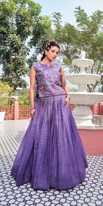 Solid Lavender Gold Crush Embroider Work Lehenga Choli | Lehenga, Bollywood Lehenga, Creative Lehenga, Designer Lehenga, Embroidered Lehenga, Party Wear Lehenga