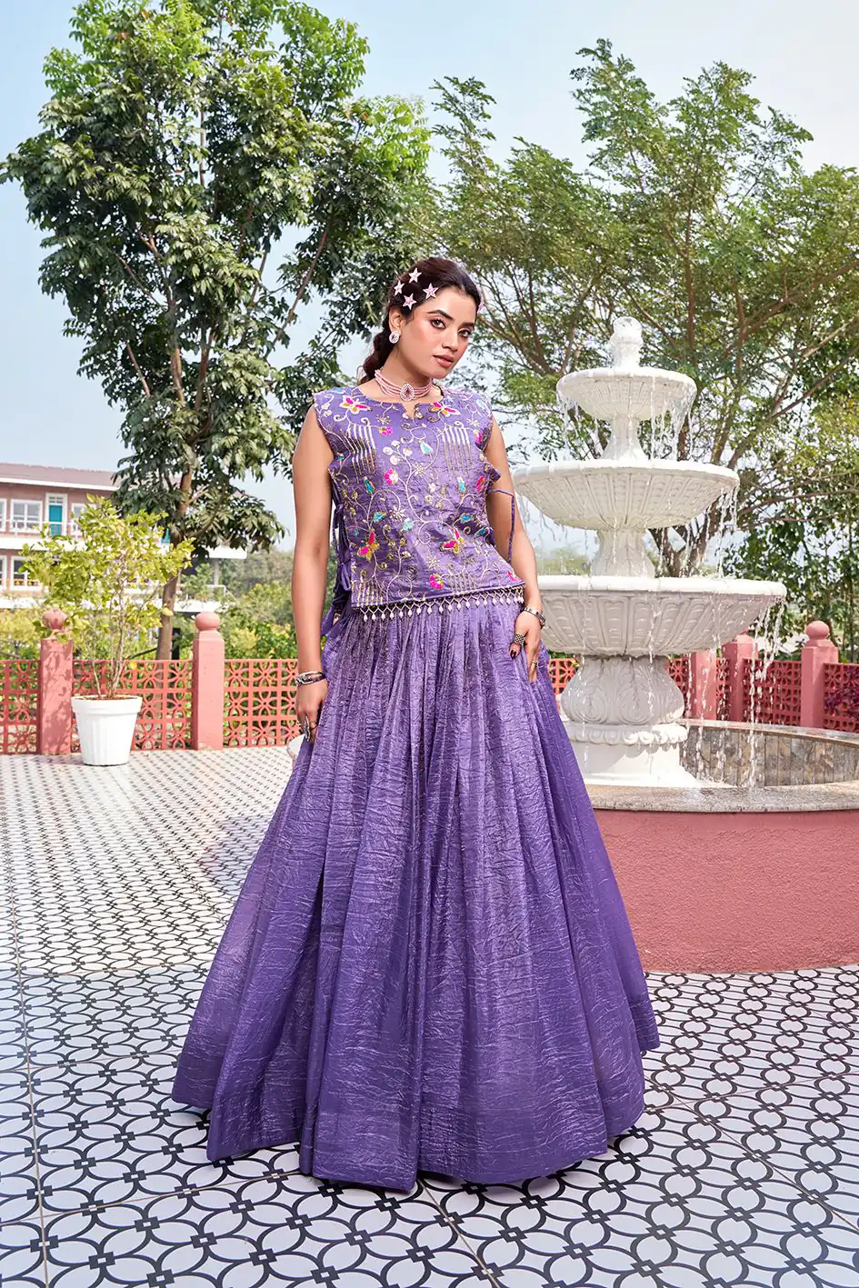 Solid Lavender Gold Crush Embroider Work Lehenga Choli | Lehenga, Bollywood Lehenga, Creative Lehenga, Designer Lehenga, Embroidered Lehenga, Party Wear Lehenga