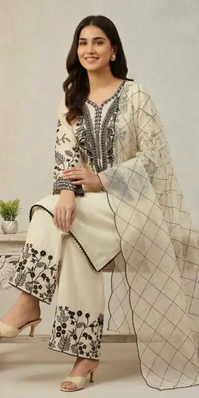 LG 2101 Off White Color Mal Cotton Embroidery Work Salwar Suit . Wedding, Party, Festive, Events, Get it for ₹2099. Delivery 4-6 Working Days. Shop now. | Jump Suits, Salwar suit, Casual Suits, Creative suits, Designer Suits, Palazzo Suits, Party Wear Suits, Patiala Suits, Straight Suits