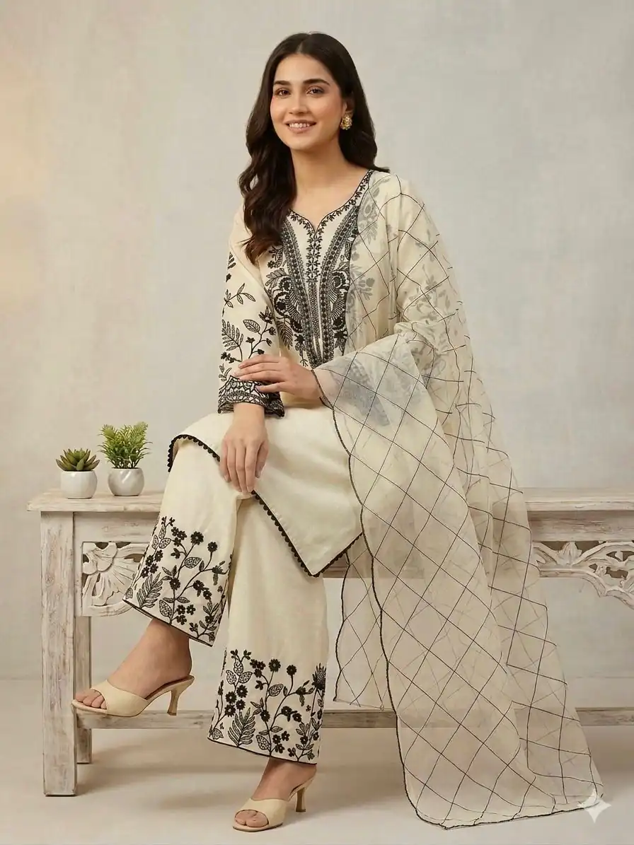 LG 2101 Off White Color Mal Cotton Embroidery Work Salwar Suit . Wedding, Party, Festive, Events, Get it for ₹2099. Delivery 4-6 Working Days. Shop now. | Jump Suits, Salwar suit, Casual Suits, Creative suits, Designer Suits, Palazzo Suits, Party Wear Suits, Patiala Suits, Straight Suits