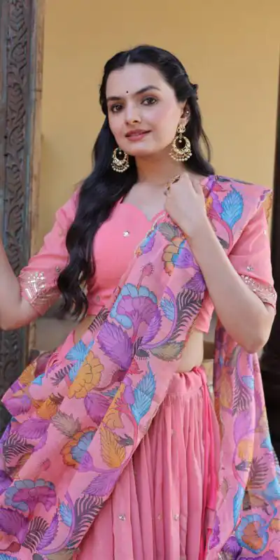 KA 5069 Peach Cosmos Silk Lehenga Choli with Zari & Embroidery Work. Introductory Price ₹2499. Delivery 4-6 Working Days. Shop now. | Lehenga, Bollywood Lehenga, Creative Lehenga, Designer Lehenga, Embroidered Lehenga, Party Wear Lehenga