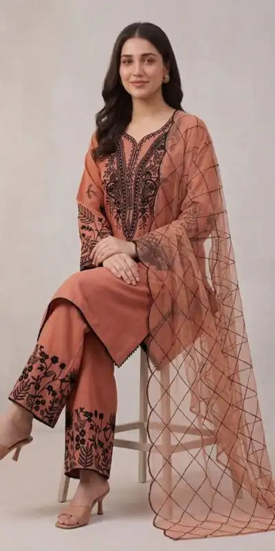 LG 2101 Rust Color Mal Cotton Embroidery Work Salwar Suit . Wedding, Party, Festive, Events, Get it for ₹2099. Delivery 4-6 Working Days. Shop now. | Jump Suits, Salwar suit, Casual Suits, Creative suits, Designer Suits, Palazzo Suits, Party Wear Suits, Patiala Suits, Straight Suits