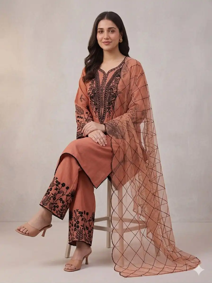 LG 2101 Rust Color Mal Cotton Embroidery Work Salwar Suit . Wedding, Party, Festive, Events, Get it for ₹2099. Delivery 4-6 Working Days. Shop now. | Jump Suits, Salwar suit, Casual Suits, Creative suits, Designer Suits, Palazzo Suits, Party Wear Suits, Patiala Suits, Straight Suits