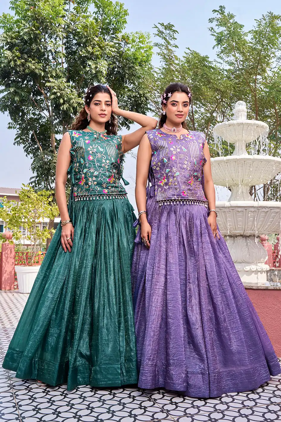 Solid Teal Green Gold Crush Embroider Work Lehenga Choli | Lehenga, Bollywood Lehenga, Creative Lehenga, Designer Lehenga, Embroidered Lehenga, Party Wear Lehenga