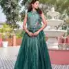 Solid Teal Green Gold Crush Embroider Work Lehenga Choli | Lehenga, Bollywood Lehenga, Creative Lehenga, Designer Lehenga, Embroidered Lehenga, Party Wear Lehenga