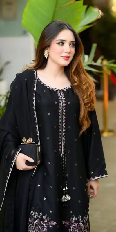 SSR 543 Black Satin Glass Salwar Suit with Embroidery Work & Thread Embroidery. Best Price ₹2149. Delivery 4-6 Working Days. Shop now. | Jump Suits, Salwar suit, Casual Suits, Creative suits, Designer Suits, Palazzo Suits, Party Wear Suits, Patiala Suits, Straight Suits