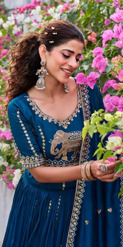Special Blue Vichitra Silk Thread Work Lehenga Choli | Lehenga, Bollywood Lehenga, Creative Lehenga, Designer Lehenga, Embroidered Lehenga, Party Wear Lehenga
